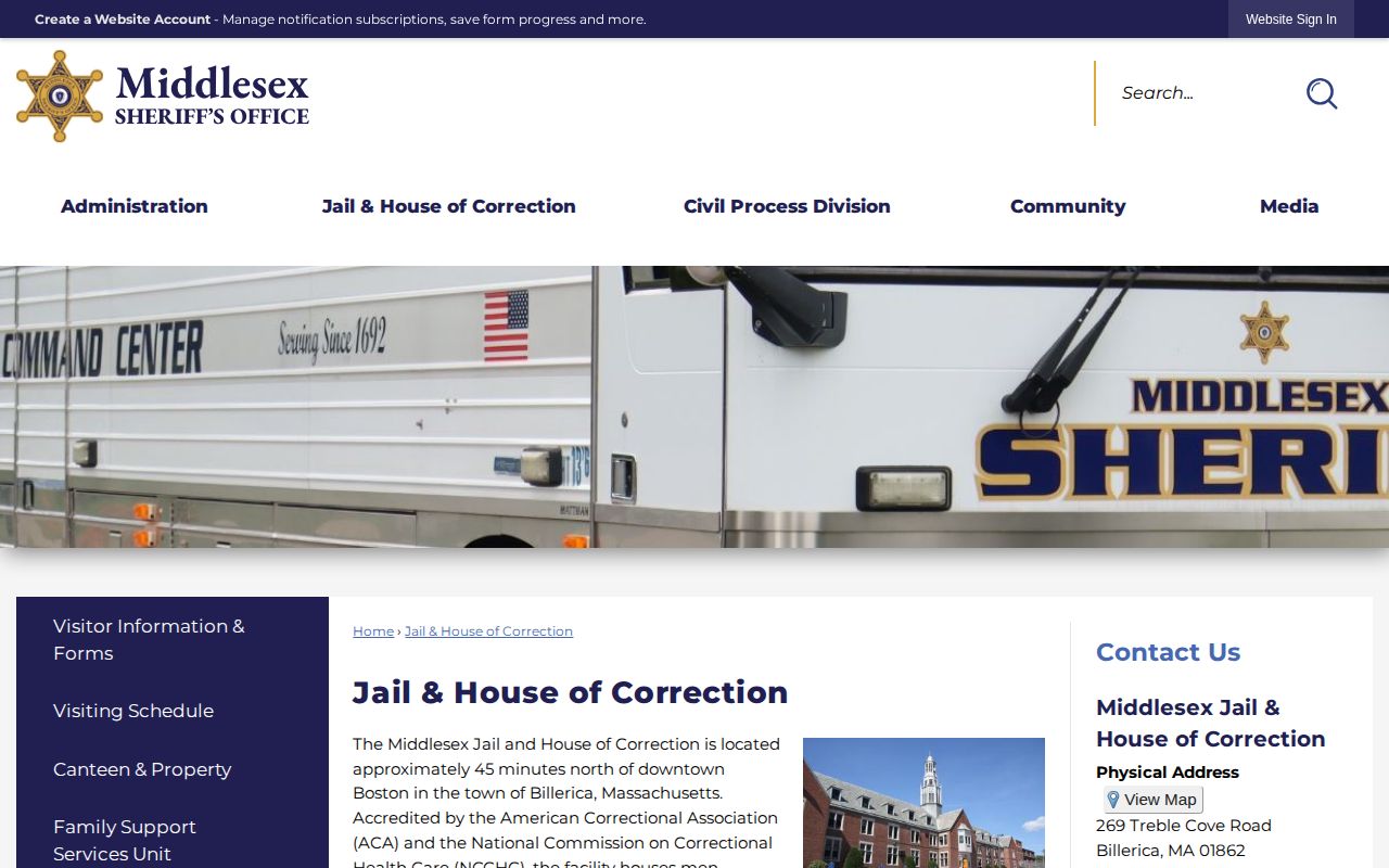 Official Middlesex Jail and House of Correction facility page