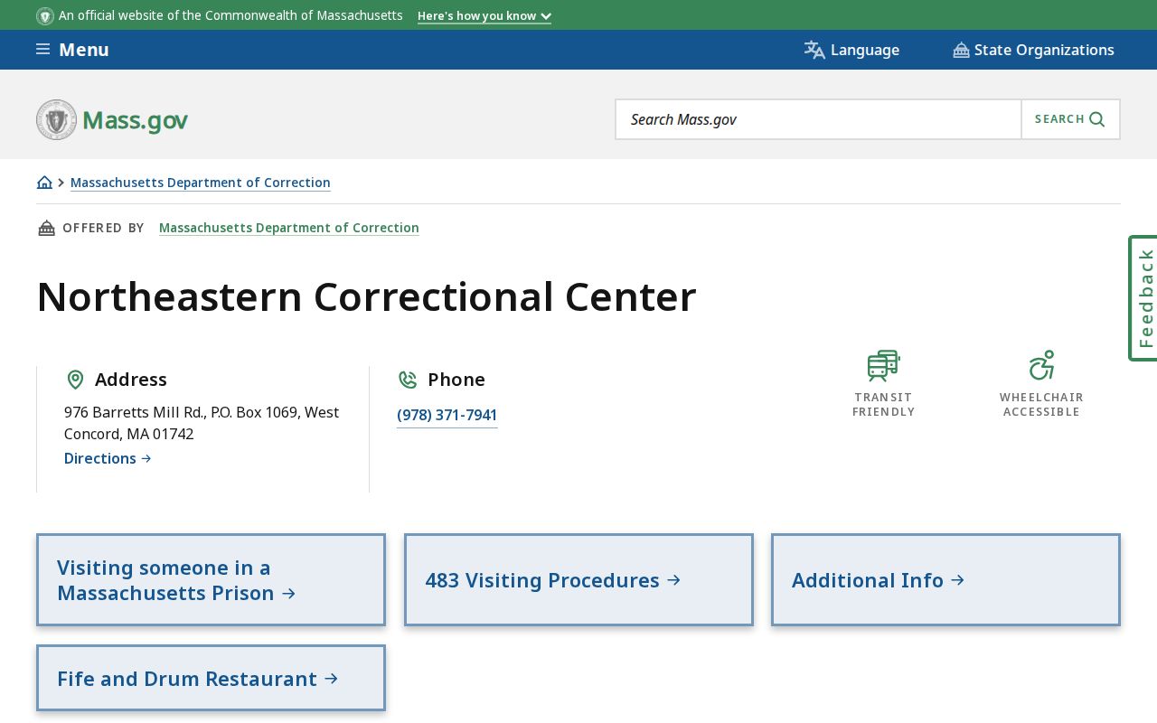 Official Massachusetts location page for Northeastern Correctional Center