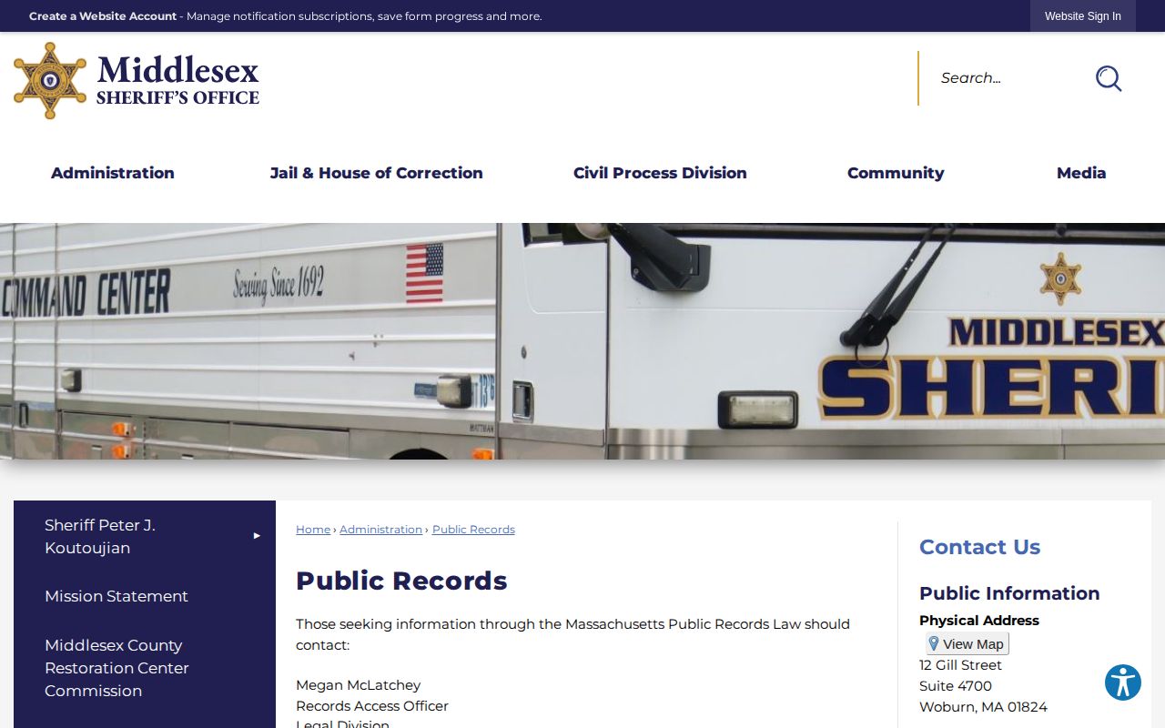 Middlesex County released inmate mugshot public records request