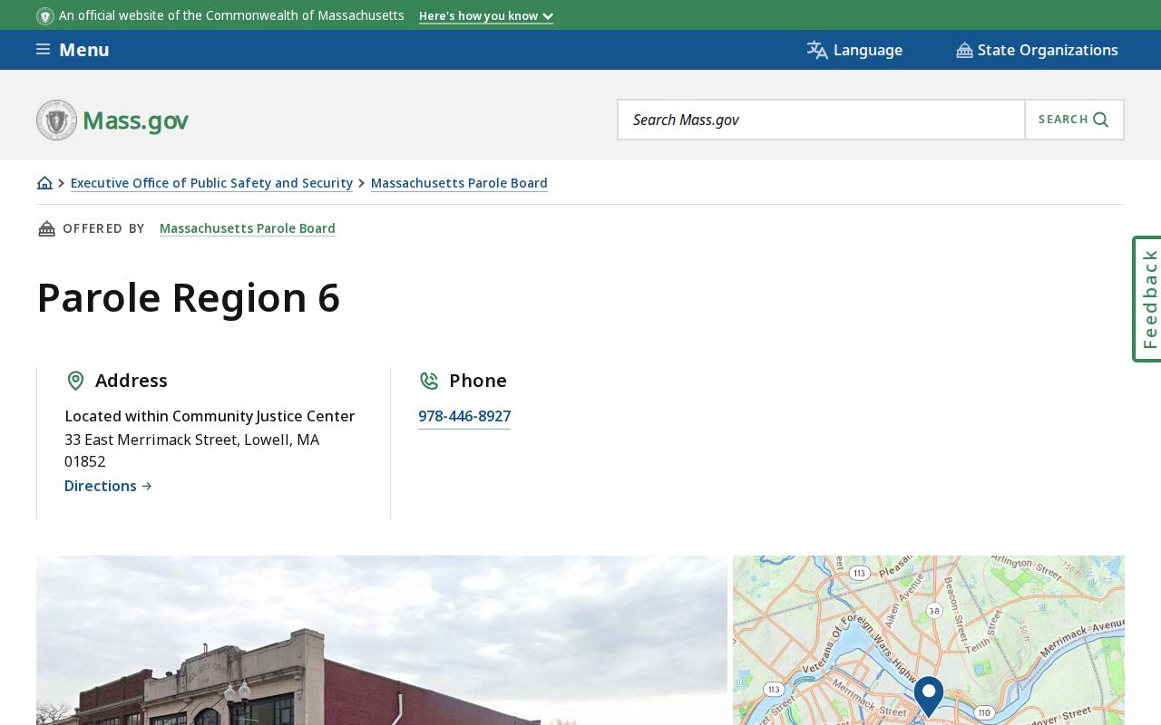 Middlesex County parole and probation contact for Parole Region 6